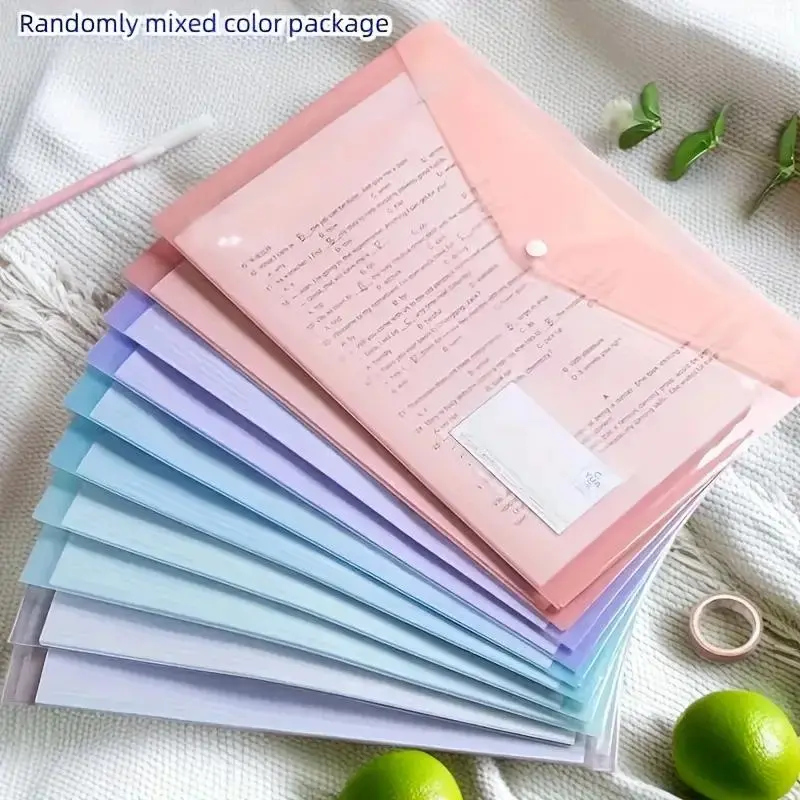 A4 File Folder, 10pcs Waterproof Polypropylene File Folder with Snap Closure, Durable File Organizer, Paper Organizers for Students and Office Documents, Office Supplies, Package, File Organizer Folders, Filing Folders