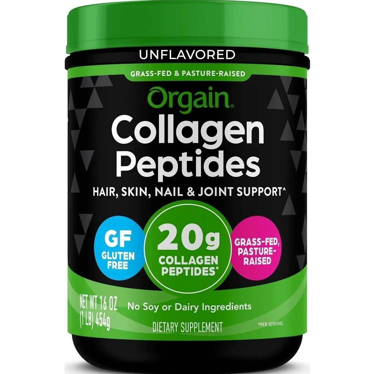 Orgain 20g Hydrolyzed Collagen Peptides Powder, Unflavored, 1lb | Grass fed collagen type I and III for women and men, supplement for hair, skin, nail, & joint support, paleo & keto, non-GMO