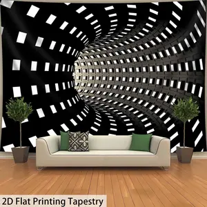 Modern Large Abstract Geometric Peach Linen Tapestry - 1pc 126"x94.5" Horizontal HD Digital Printing Cloth, Soft Polyester Home Decor, Easy Installation with Hanging Clips, Ideal for Large Spaces/Doors