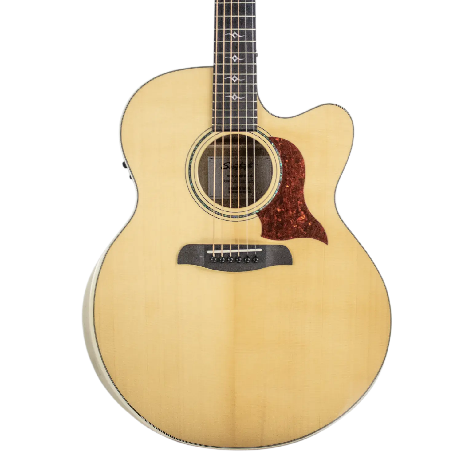 $250 OFF Sawtooth Myrtlewood Jumbo Cutaway 24 Fret Acoustic Electric Guitar with Spruce Top