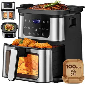 Air Fryer Oven, 8-in-1 7.5Qt Multifunction Air Fryer with Digital LED Touch Screen, 8 Preset Cookings, Dishwasher-Safe Basket, 95% Less Oil, Nonstick Dishwasher-Safe Basket, 100Pcs Liner