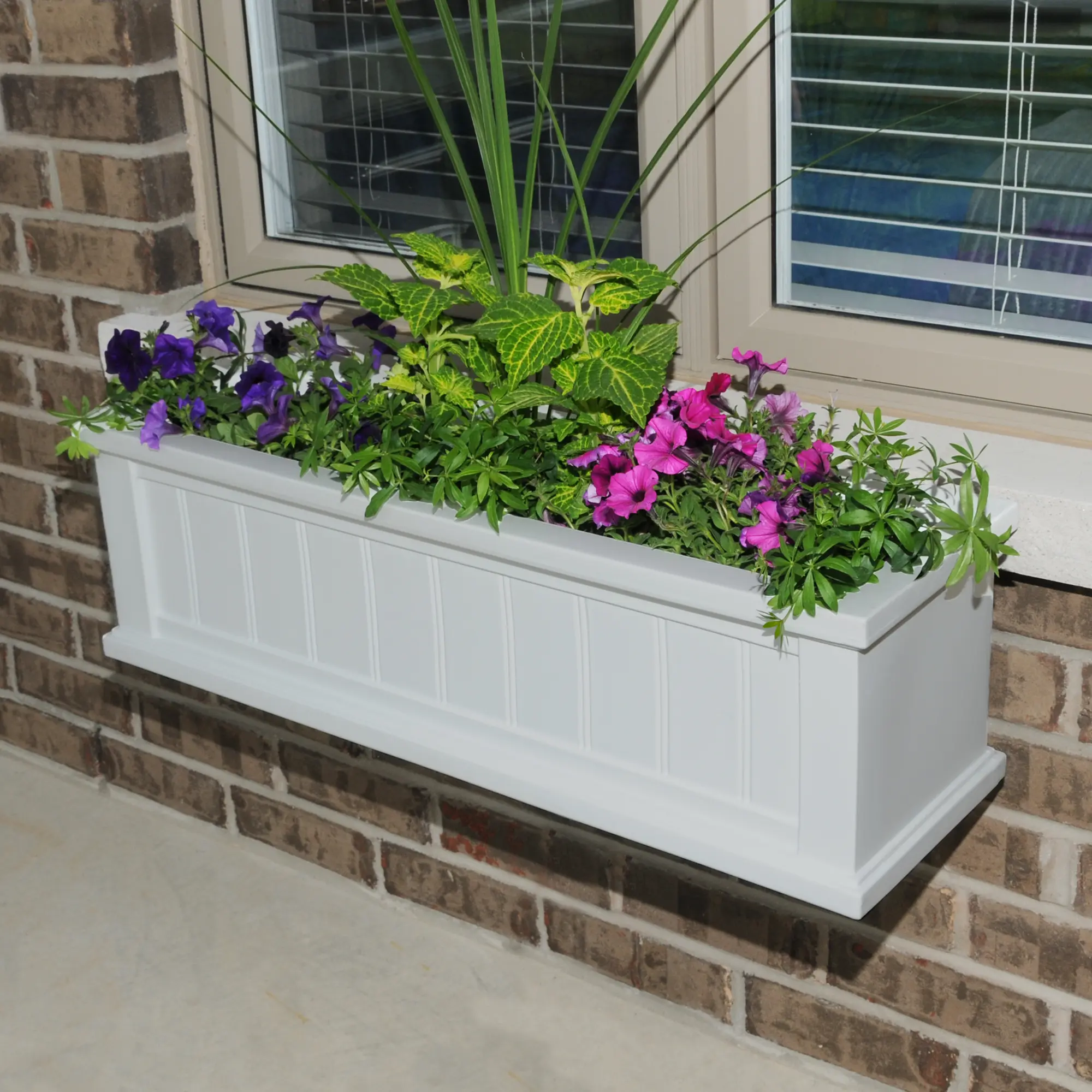 Mayne 4840-W Cape Cod Window Box - 3FT White, Home Decor, 15-Year Limited Warranty, 3 Wall Mount Brackets, 32.5"l x 7.5"w x 8"d, 7 gal Capacity