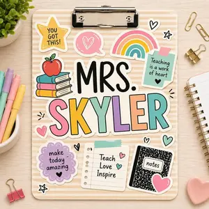 Personalized Teacher Clipboard, Custom Name Acrylic Paper Clipboard, Back To School Teacher Gift, Teacher Appreciation Gift