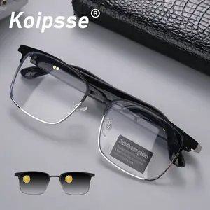 KOIPSSE Wireless Smart Glasses Headset with Built-in Speakers High-tech Outdoor Sports Sunglasses Anti-blue Light UV Protection Metal Frame Eye Glasses for Men Women