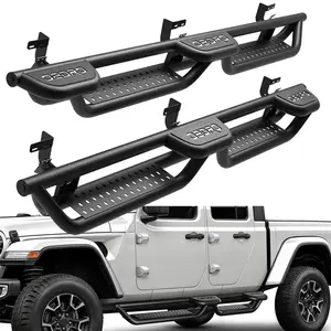 YITAMOTOR Wheel to Wheel Running Boards Compatible with 2009-2018 Dodge Ram 1500 Crew Cab, 2019-2024 1500 Classic, 2010-2024 Ram 2500 3500, Bed Access Side Steps, Two Stairs Nerf Bars Black Powder Coated, Nerf bars