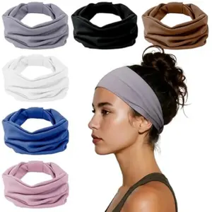 6-Pack Headbands for Women, Wide Elastic Head Bands, Non-Slip Thick Hair Bands, Sports Stretchy Sweat Bands, Large Knotted Soft Headband for Washing Face, Makeup, Workout, Spa, Running, Fashion