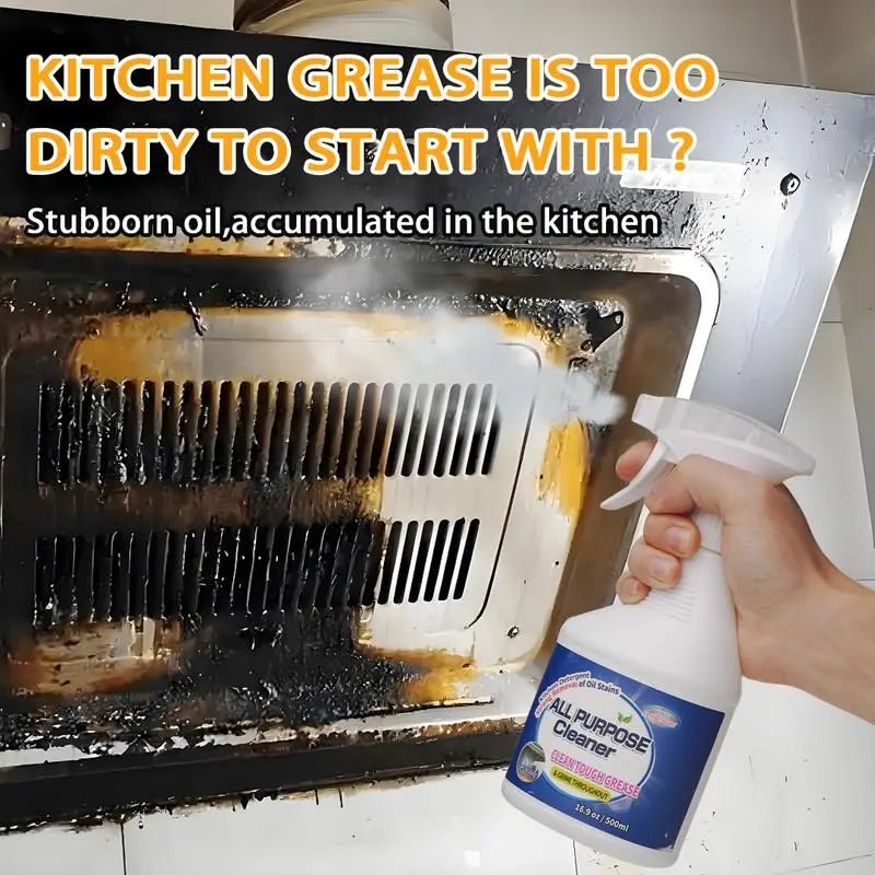 All-purpose Clean Up Kitchen Oil Stains,Power Degreaser & Multi-Surface Cleaner - Spray & Powder Duo for Kitchen/Oven/Pots/Pans with Advanced Oil Stain Dissolving Technology Household Cleaning