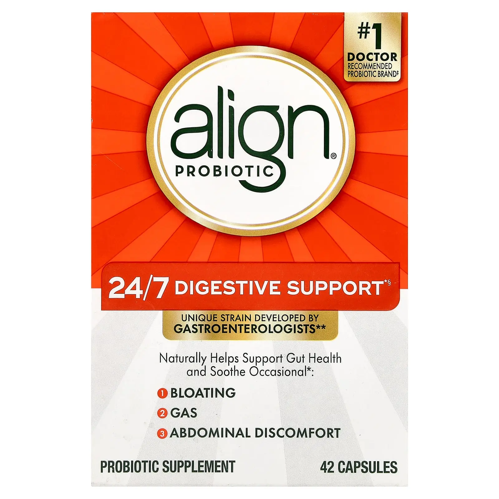 Align Probiotics 24/7 Digestive Support, 42 Capsules (10 mg per Capsule)