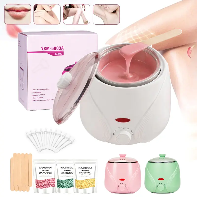 Wax Warmer Kit, 1 Set Waxing Kit for Women and Men, Wax Warmer for Hair Removal, At Home Waxing Kit for Face, Body, Legs, Arms, Underarm, Bikini, Hard Wax Beads for All Skin Types