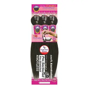 Nala Tress 3X EZ SPLIT Pre-Sectioned Pre-Stretched Braid Knotless Extremely light weight 36” Inch value pack (36”, COLOR #1B)