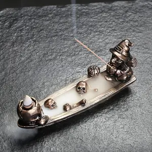 Wizard Skull Head Design Incense Burner, 1 Count Backflow Incense Burner, Home Decoration Ornament, Desktop Decor for Living Room Bedroom Office, Scent, Calming Home Fragrance