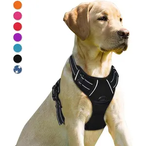 No Pull Dog Harness Front Clip Heavy Duty Reflective Easy Control Handle for Large Dog Walking Black L