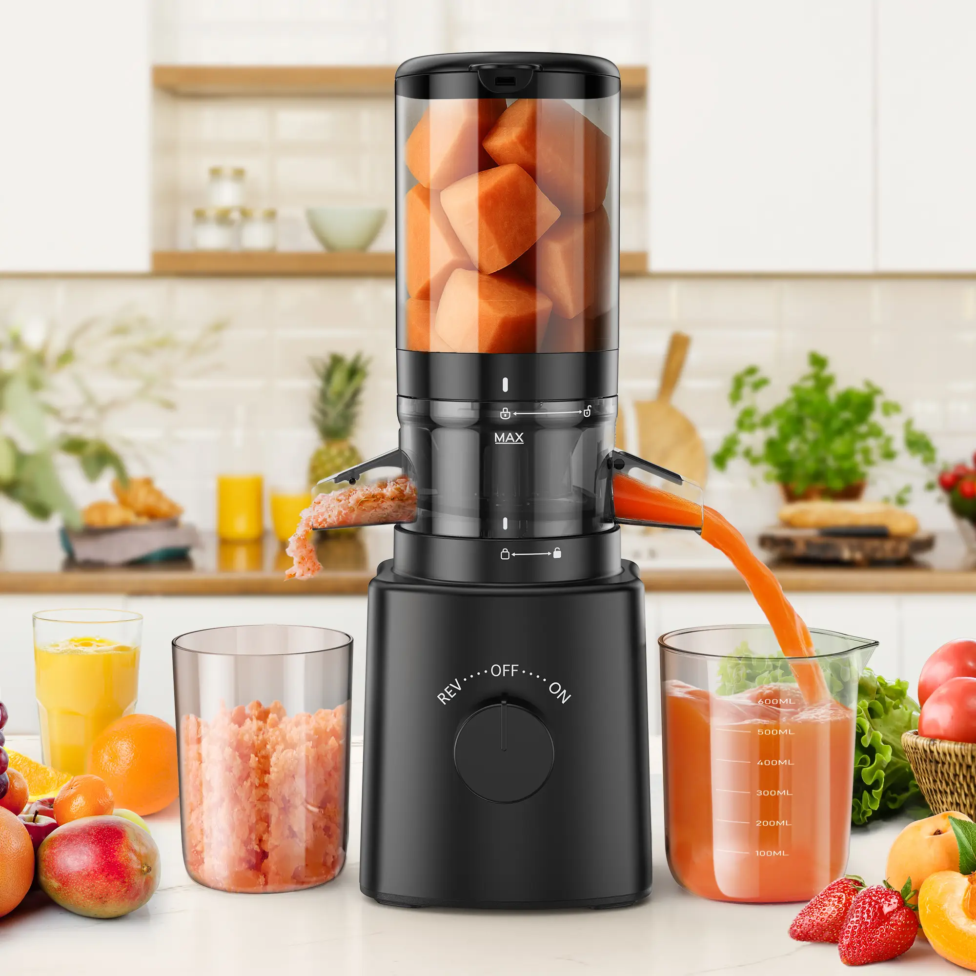 Juicer Machines,cold press Juicer with 4.3'Large Feed Chute Fit Whole Vegetable and Fruit, Masticating Juicer,Easy To Clean