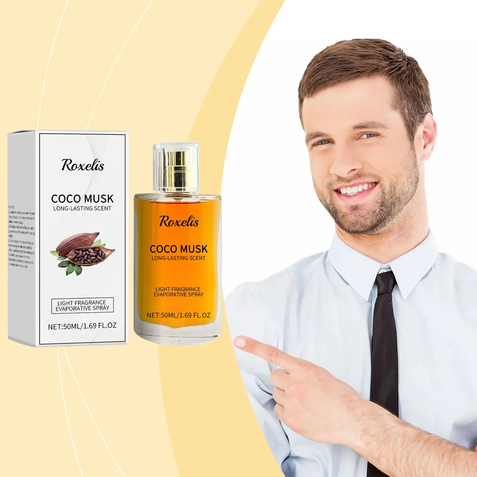 Premium Musk Eau de Parfum Spray 50ml Cocoa extract infused with vanilla beans for long-lasting fragrance, enhancing everyday luxury