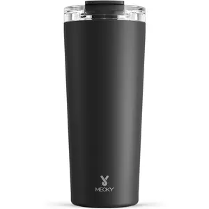 Meoky 24 Oz Portable Stainless Steel Insulated Flask, Leak-Proof Lid Travel Coffee Tumbler with Straw, Keeps Hot for 8 Hours/Cold for 24 Hours, Fits Car Cup Holder (Night)