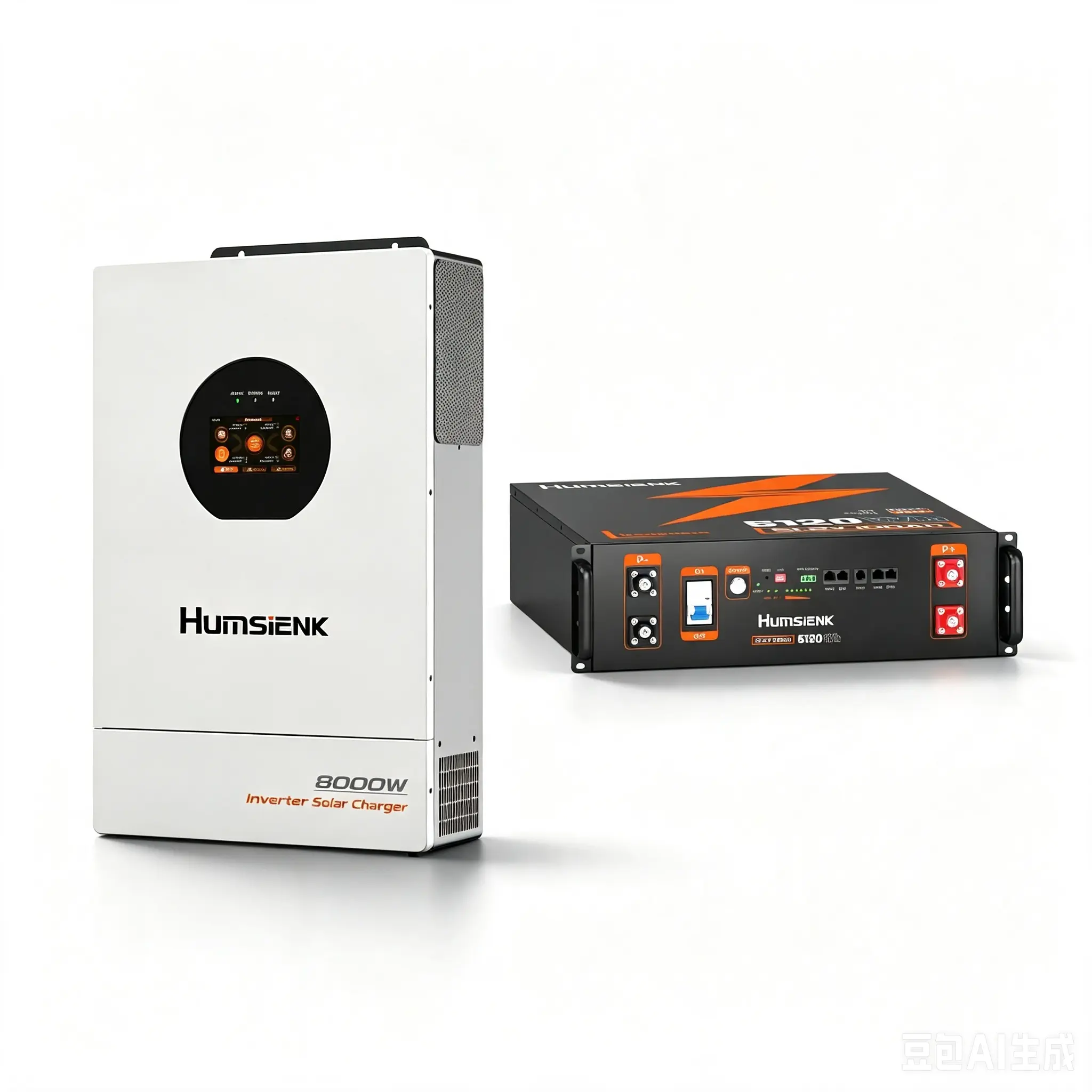 【8kw Inverter+5kWh Battery】Humsienk Storm-Ready Power System Kit 48V 8kW Hybrid Inverter + 48V 100Ah 8kWh Battery LiFePO4 Lithium Battery with Smart BMS, Bluetooth, Active Balancing & Communication solar system