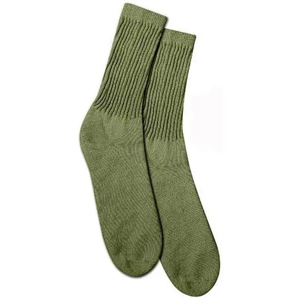 Men's Military Crew Socks - Olive Drab, USA Made Cotton, Menswear, Shoe Size Compatible