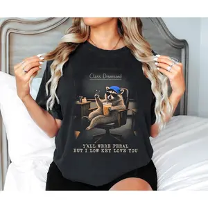 Comfort Colors Comfort Colors® Y'all Were Feral But I Low Key Love You Shirt, Last Day Of School Teacher Feral Raccoon Shirt, Teacher Appreciation Gift, Unisex Fitted Short Sleeve Tee, Classic Streetwear