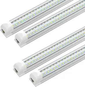 GE LED Shop Lights 2FT 20W 2600LM 5000K Daylight V-Shaped Utility Shop Lights T8 Linkable Ceiling Light Fixtures 2 Foot Tube Light for Workbench Basement Cabinet ETL Listed 4-Pack White Led