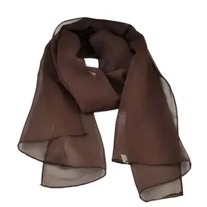 Brown Chiffon Shawl Wrap Soft Head Scarf Hijab 28"x71"