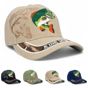 Mens Baseball Cap Hook and Loop Adjustable Outdoors Bass Fishing Sport Hat outdoor hat