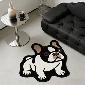 Style Dog Shaped Rug, French Bulldog Unusual Carpet, Cute Pet Cartoon Bedside Mat, Soft Comfortable Home Decor