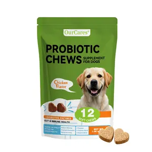OURCARES Probiotics for Dogs Soft Chews Chicken Flavor 12 Count for Seasonal Allergies Gut Digestive Health Vet-Reviewed Premium Ingredients