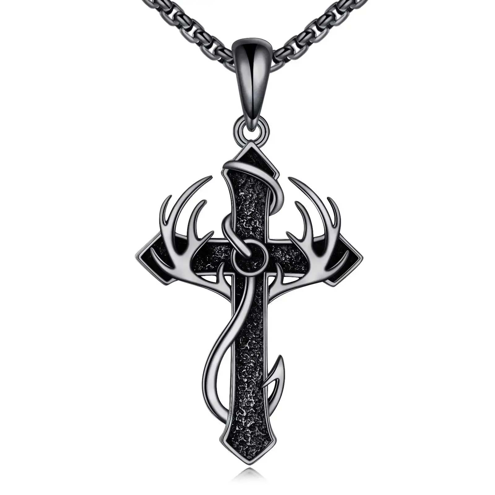 Fish Hook Cross Neckalce 925 Sterling Silver Cross Pendant Necklaces Hunting Jewelry Gifts for Men Women TikTokShopBlackFriday