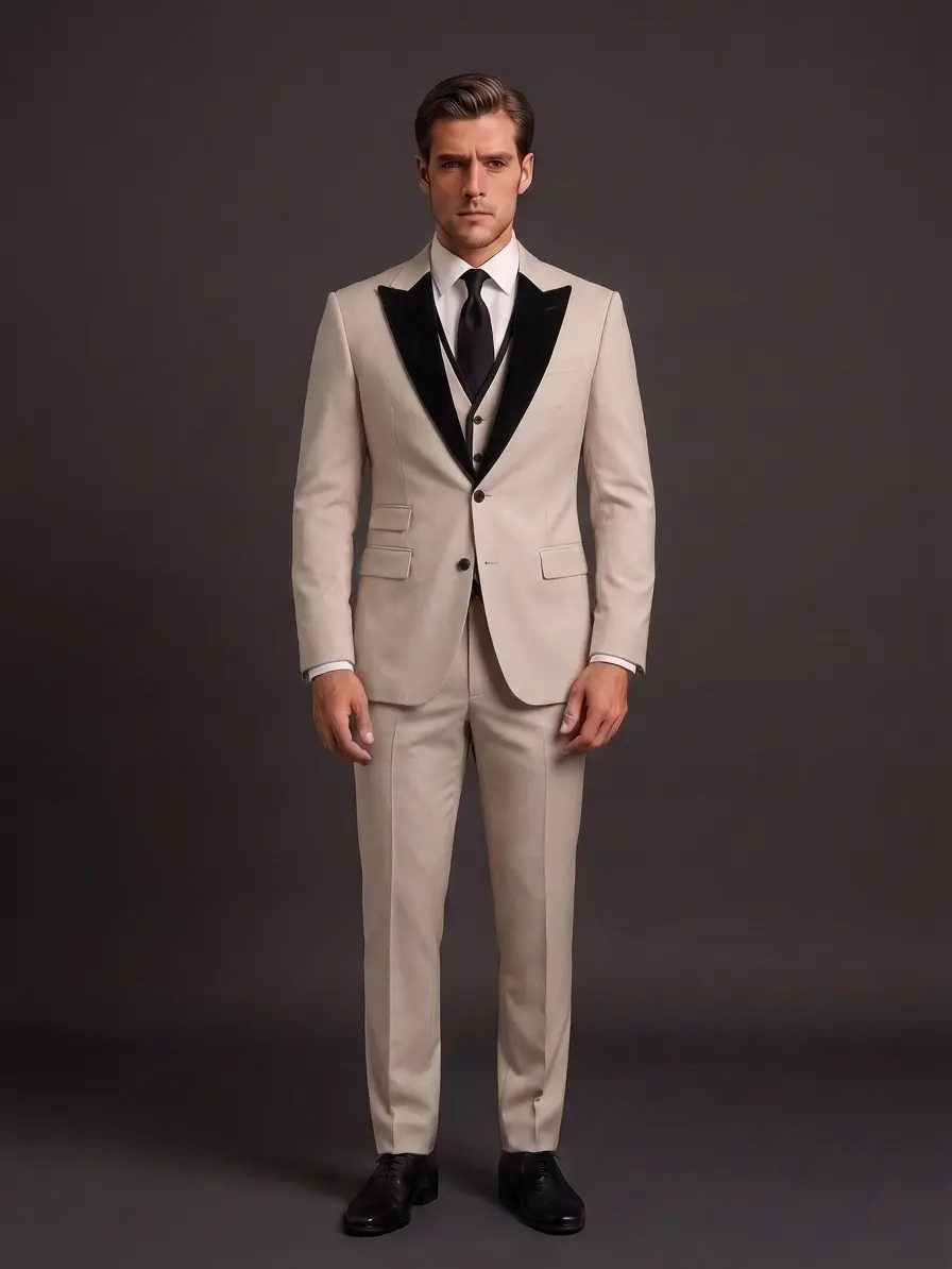 Men's 3-Piece Suit Long Sleeve Menswear Suit for Wedding & Prom & Business Events