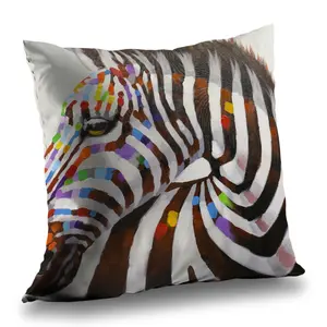 360 Stand 14x14 in. Vibrant Zebra Stripes Poly Twill Throw Pillow - Home Decorative Cushion, Contemporary Soft Furnishing for Bedroom, Textile Home Decor Accessory