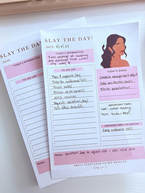 Slay The Day To-Do List - Luxury To-Do List Notepad | Cute Daily Planner for Organization | Latina-Inspired Stationery | Task & Goal Tracker