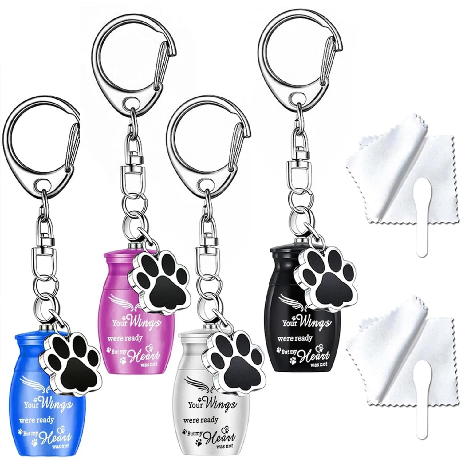 4 count Pet Urns  for  Cremation   Ashes Keepsake Pendant with  Paw Print Memorial Urn