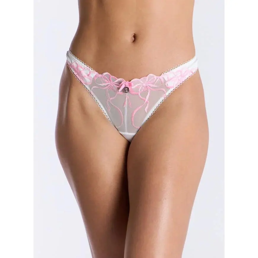 I Want Candy embroidered thong - Pink Mix