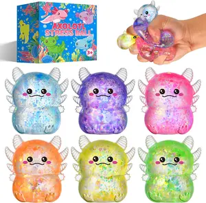 Summer Gift 6-Pack Axolotl Squishy Toys  | Slow-Rising Sensory Stress Balls for Kids & Adults | Fun Party Favors & Cute Gift Idea