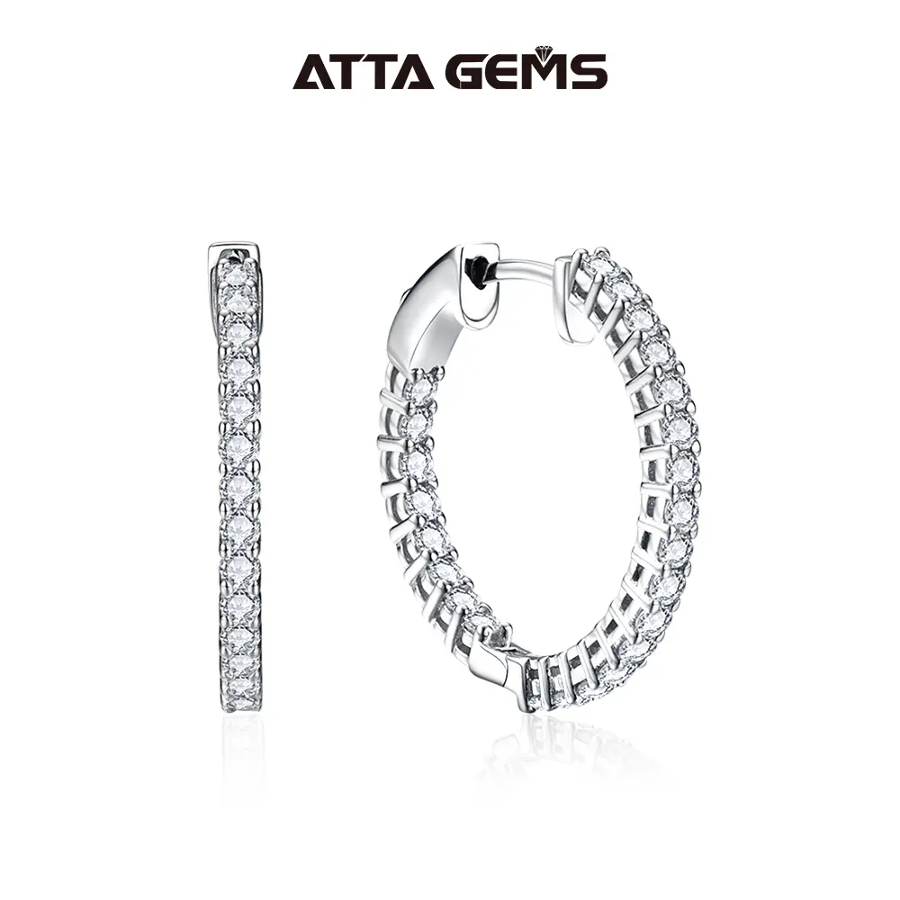 D Color Synthetic Moissanite Hoop Earrings Set (Style E012) - Fashionable, High-Quality, 1.9mm/2.9mm Thickness, 25mm/35mm Multi-Size Diameter, summerwins,summerwins