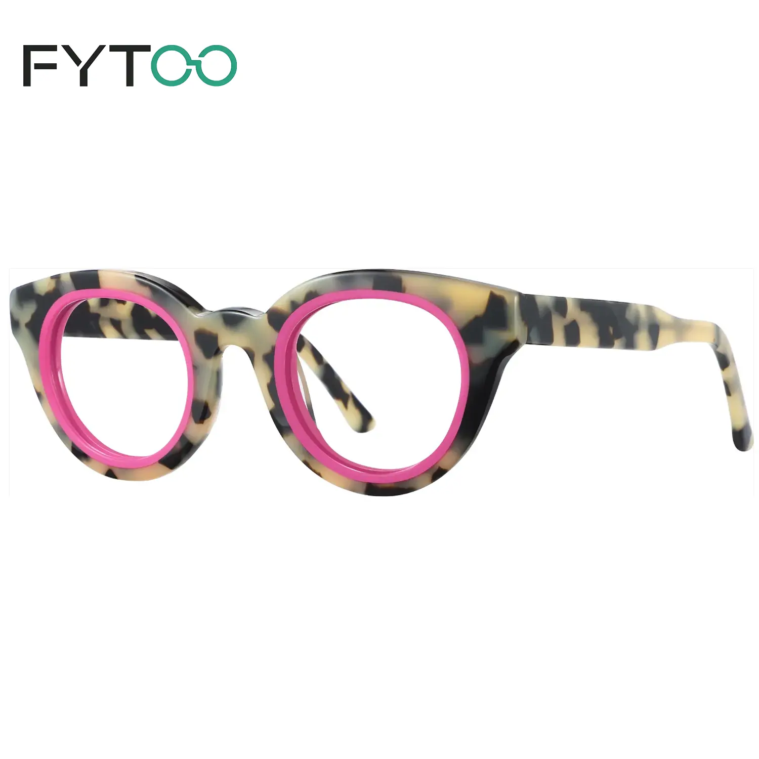 FYTOO Handmade Unisex Acetate Resin Oval Eyewear Frame - Skin-Friendly, Fade-Resistant, Replaceable Lens, Multi-Color Solid, Trendy, Lightweight Frame Glasses, Tortoiseshell Option, Classic Fashion, Daily Wear (942366) for Office Users