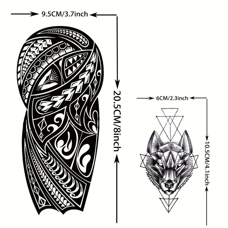 Māori Tribe Temporary Tattoo Set, 22 Animal Designs, Durable Long-Lasting, Suitable for Men Women Arms Legs Hands Neck, Tattoo Stickers