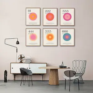 6pcs Aura Angel Numbers Poster Set For Room Aesthetic Minimalist Inspirational Quotes Paper Wall Art Bedroom Aesthetic Decor 8x10 Inch No Frame Spiritual Poster, 8*10in