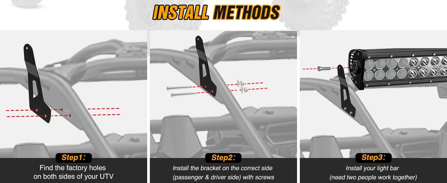 Nilight Light Bar Mounting Brackets for 50 Inch Straight Lights UTV Roof Upper Windshield Compatible with Can-am Maverick X3 MAX DS RS MR Turbo R 2017 2018 2019 2020 2021 2022 2023 2024