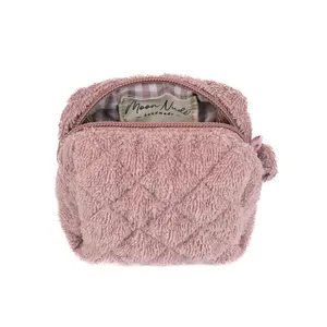Moon Nude Blush Keychain Bag – Multi-Design Collection | Fluffy Quilted Dusty Pink Key Fob Holder with Gingham Interior for Keys, Jewelry & Small Essentials