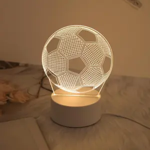 3D Soccer Ball Design Night Light, USB Powered Table Lamp, Novelty Lighting for Home Bedroom Living Room, Perfect Gift Idea