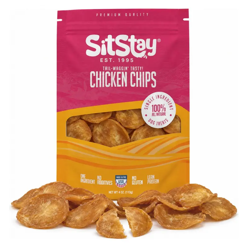SitStay Crunchy Chicken Chips Dog Treats 100% Real Chicken Breast, Single Ingredient, Made in USA (Colorado)