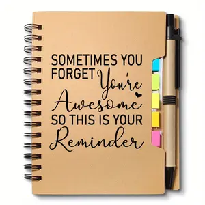 1 Set Employee Appreciation Gift - Motivational Mini Spiral Bound Notepad with Ballpoint Pen - Inspirational Thank You Teacher Appreciation Notebook Gifts for Staff, Colleagues & Teachers - Christmas/Thanksgiving Corporate Rewards - (Brown)