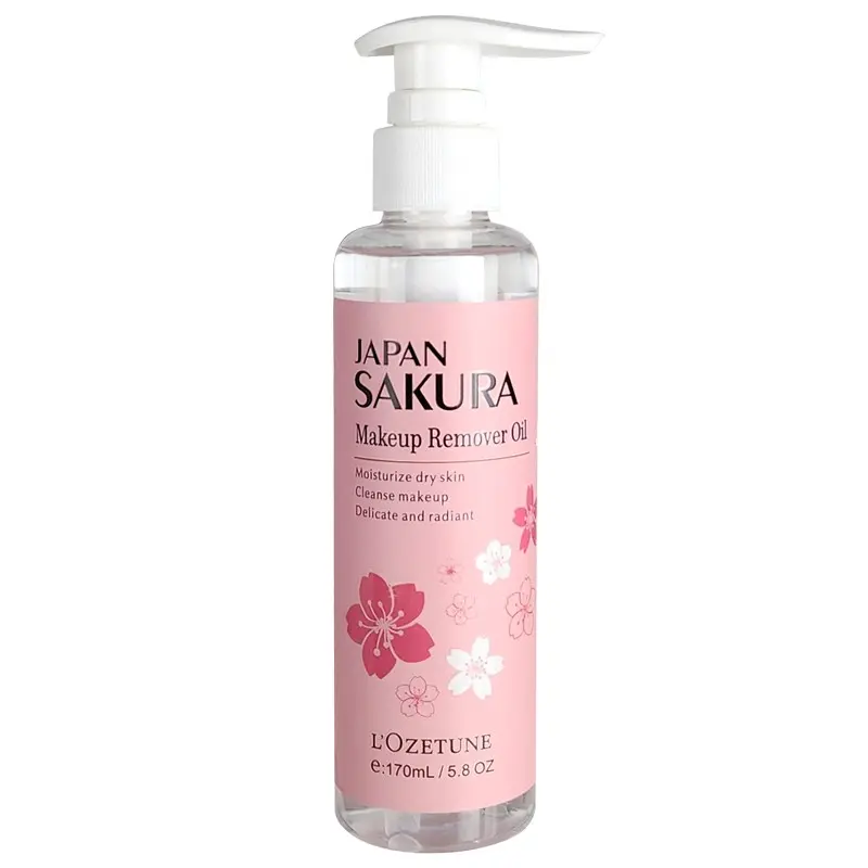 New Arrival 170ML Cherry Blossom Makeup Remover Oil, Face Cleansing Oil, Gentle Alcohol-Free Formula, Quick Emulsification, Non-Comedogenic, Waterproof, Suitable for Sensitive Skin