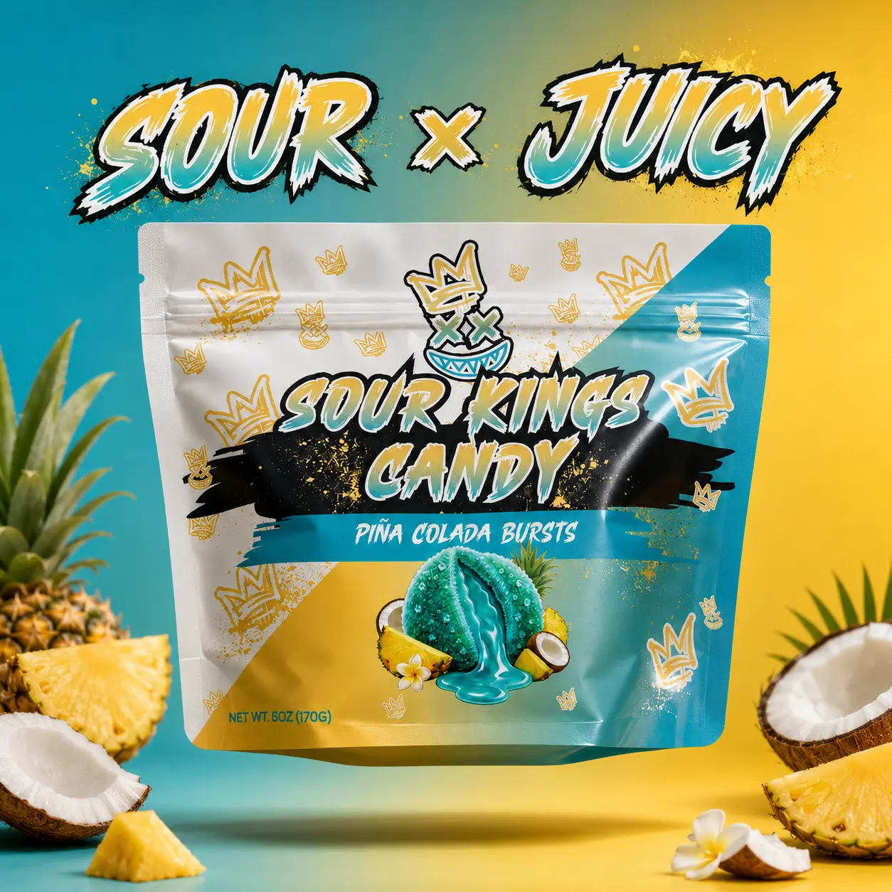 Pina Colada Sour Bursts - Viral Sour Candy Snack