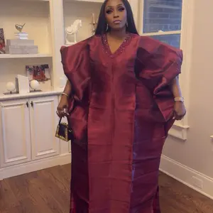 Achalugo Maxi Dress with V-Neckline and Flowing Sleeves for Special Occasions