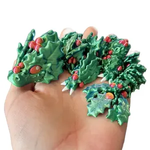 Articulated Baby Holly Dragons | 3D printed plastic articulated holly dragon fidget toy for fun and stress relief - Decor Multicolor Gift