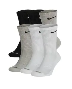 NIKE EVERYDAY PLUS CREW 6 PACK MULTI GREY/WHITE/BLACK MEDIUM NIKE EVERYDAY PLUS CREW 6 PACK MULTI GREY/WHITE/BLACK MEDIUM