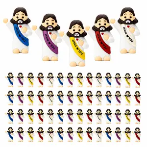 10-50Pcs Mini Jesus Figurines Easter Egg Fillers - Jesus Loves You Bulk Small Toys Christian Gifts For Sunday School Party Favors Religious Supplies