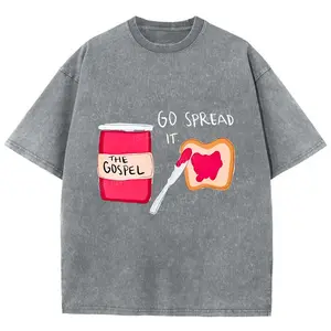 Go Spread It Unisex Washed T-Shirt, Christian Jesus  t shirts, Vintage 90s Graphic Tee Gift Cotton Top Womenswear, Mineral color